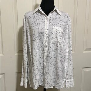 beachlunchlounge White and Black Polka Dot Blouse